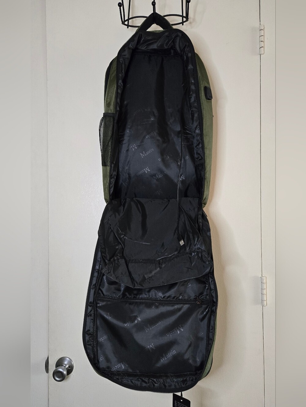 Matein Men's Olive Green Backpack Everyday Airline Travel Bag - Picture 6 of 10